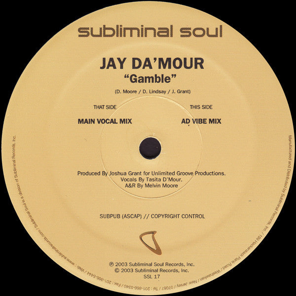 12" Single: Jay Da'mour - Gamble