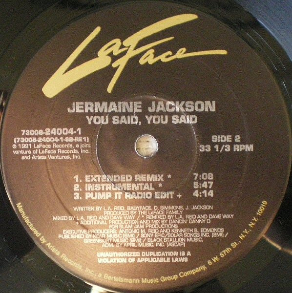 12" Single: Jermaine Jackson - You Said, You Said
