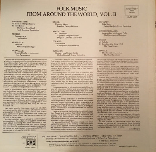 Folk Music From Around The World, Vol II - secondary