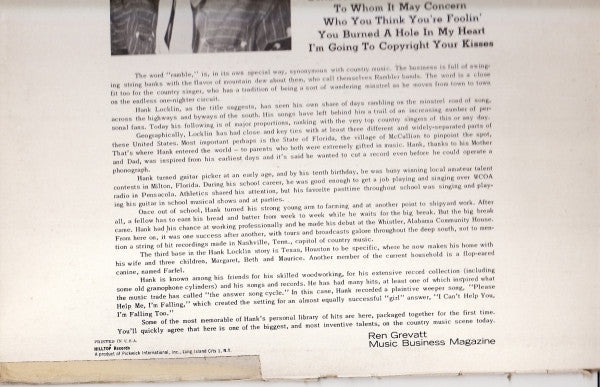 Hank Locklin - Born To Ramble