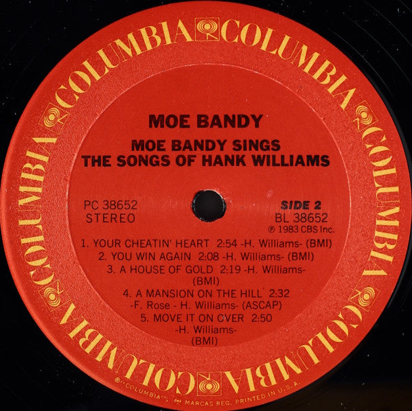 Moe Bandy Sings The Songs Of Hank Williams - secondary
