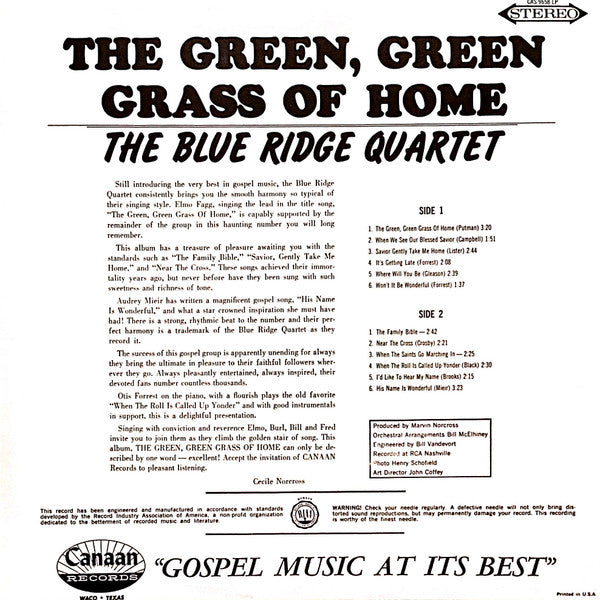 The Blue Ridge Quartet - The Green, Green Grass Of Home