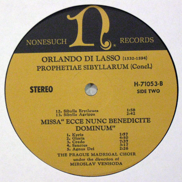 Roland de Lassus, Prague Madrigal Singers, Miroslav Venhoda - Prophetiae Sibyllarum / Missa "Ecce Nunc Benedicite Dominum"