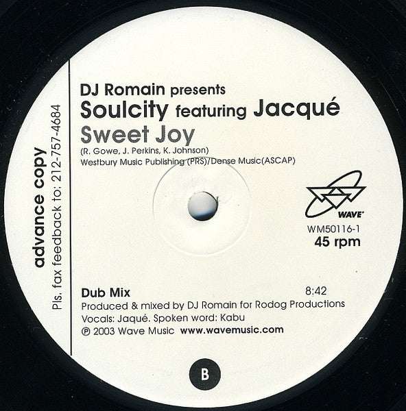 12" Single: DJ Romain, Soul City - Sweet Joy