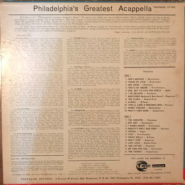 Philadelphia's Greatest Acappella - secondary
