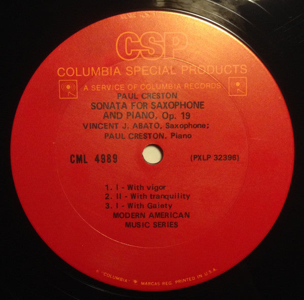 Vincent Persichetti, Paul Creston - Concerto For Piano - Four Hands, Op. 56 / Sonata For Saxophone And Piano, Op. 19