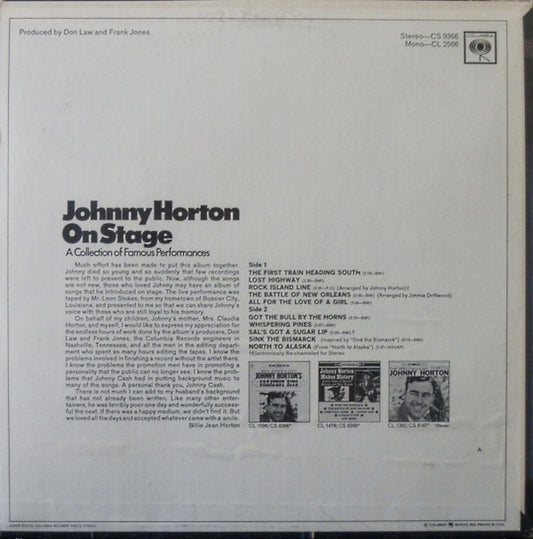 Johnny Horton On Stage - secondary