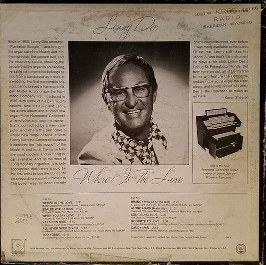 Lenny Dee - Where Is The Love