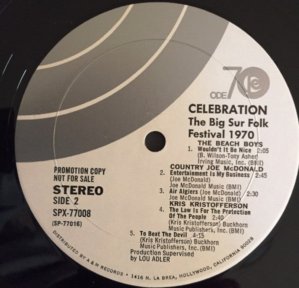 Celebration Recorded Live Big Sur Folk Festival Monterey, California 1970 - secondary