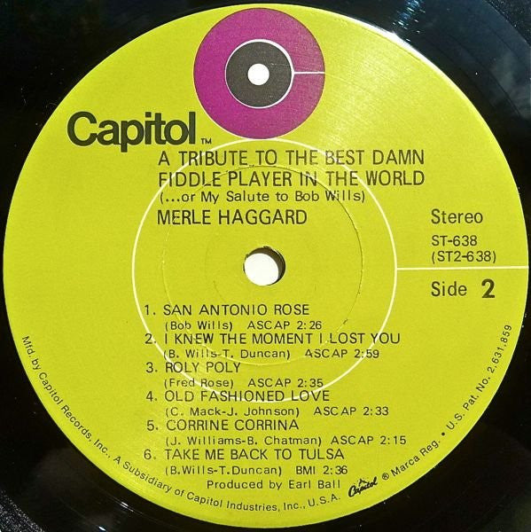 A Tribute To The Best Damn Fiddle Player In The World: Or, My Salute To Bob Wills - secondary