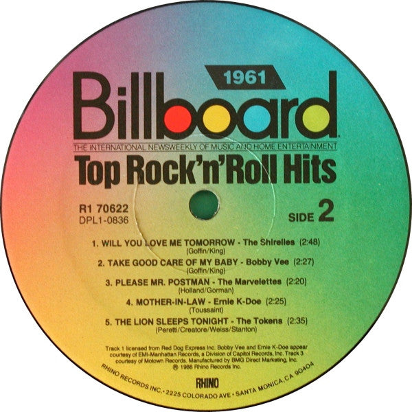 Various - Billboard Top Rock'N'Roll Hits - 1961