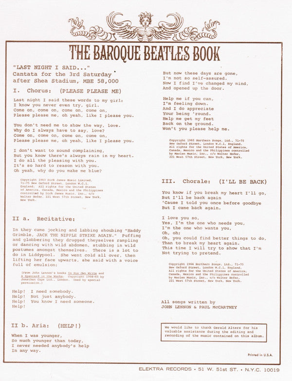 Joshua Rifkin - The Baroque Beatles Book