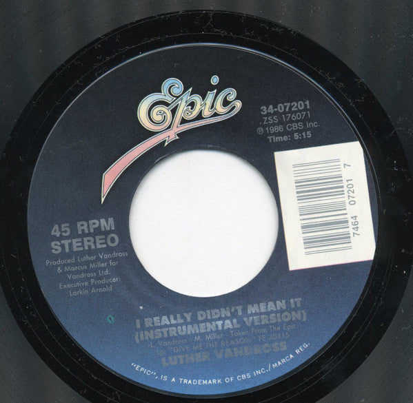 7" Single: Luther Vandross - I Really Didn't Mean It