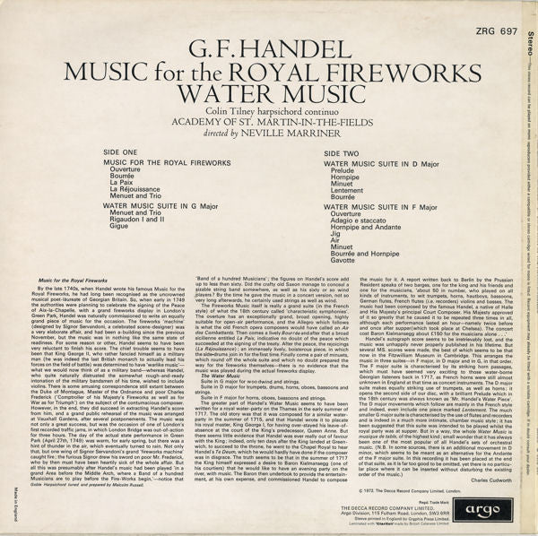 Georg Friedrich Händel - Music For The Royal Fireworks / Water Music