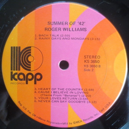 Roger Williams - Summer Of '42 (The Summer Knows)