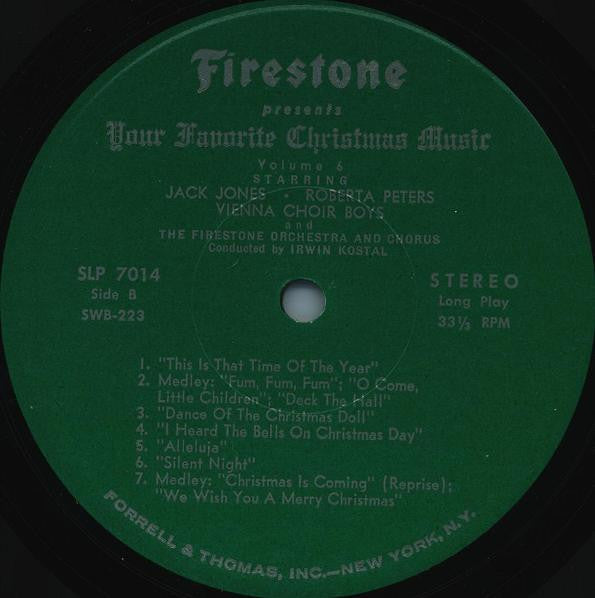 Jack Jones, Roberta Peters, Die Wiener Sängerknaben, Irwin Kostal, The Firestone Orchestra And Chorus - Firestone Presents Your Favorite Christmas Music Volume 6