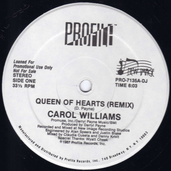 12" Single: Carol Williams - Queen Of Hearts