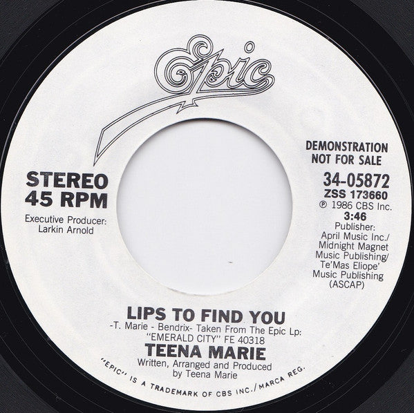 7" Single: Teena Marie - Lips To Find You