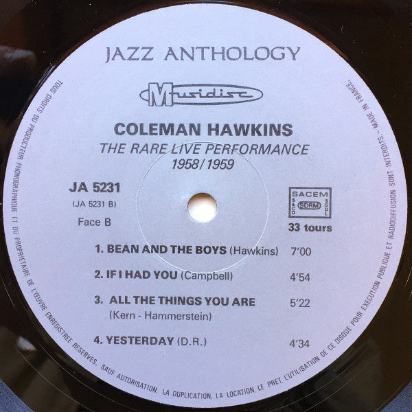 Coleman Hawkins - The Rare Live Performance 1958/1959