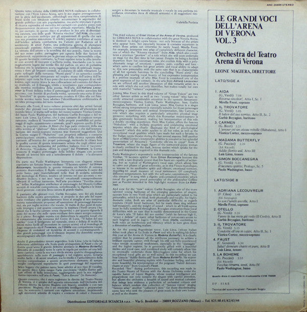 Mirella Freni - Le Grandi Voci Dell'Arena Di Verona Vol.3