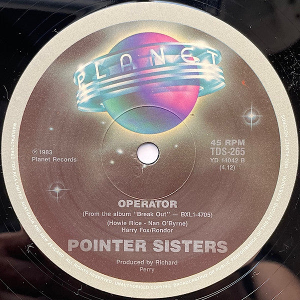 12" Single: Pointer Sisters - Baby Come And Get It b/w Operator