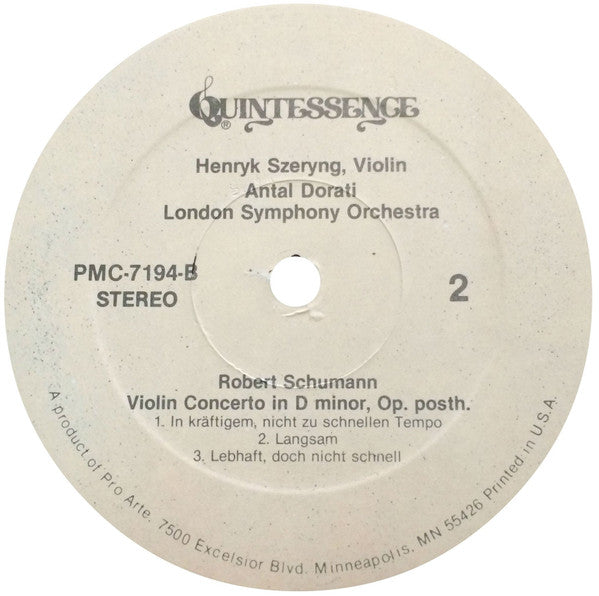 Robert Schumann, Felix Mendelssohn-Bartholdy, Henryk Szeryng, The London Symphony Orchestra, Antal Dorati - Violin Concertos