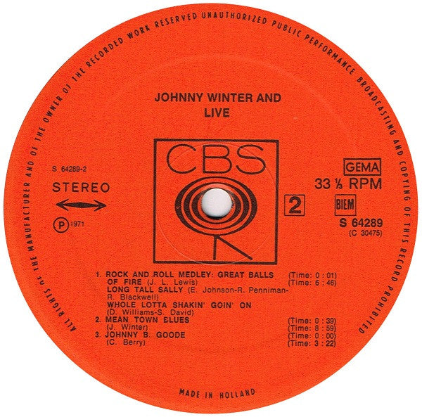 Johnny Winter And - Live Johnny Winter And