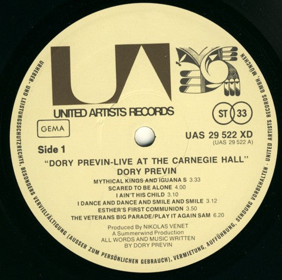 Dory Previn - Live At Carnegie Hall