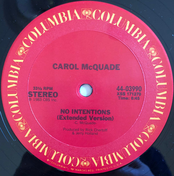 12" Single: Carol McQuade - No Intentions