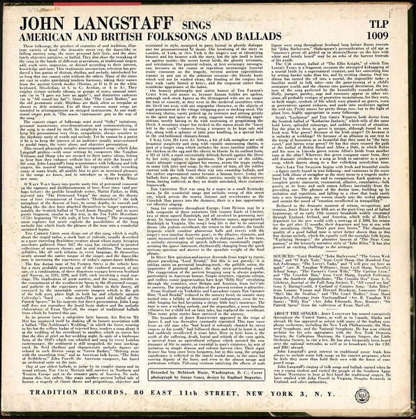 John Langstaff - Sings American And English Folk Songs And Ballads