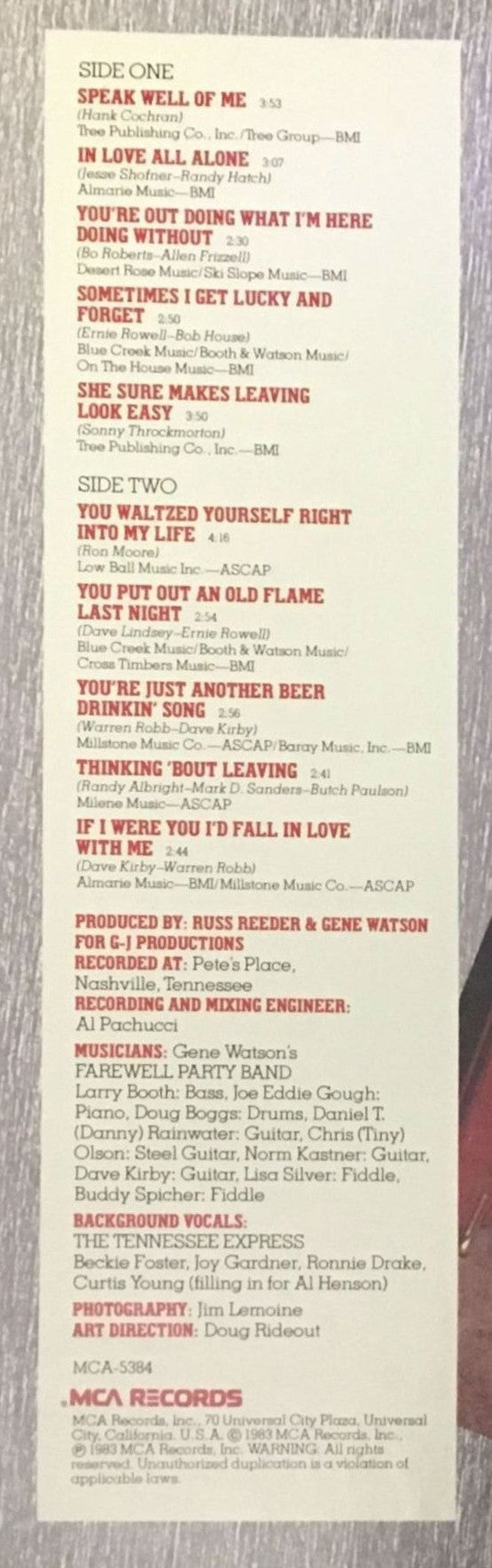 Gene Watson, The Farewell Party Band - Sometimes I Get Lucky