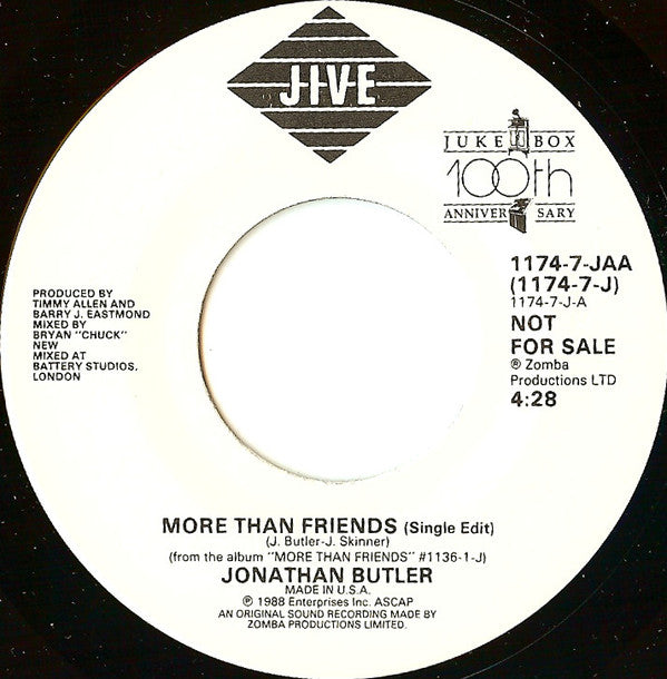 7" Single: Jonathan Butler - More Than Friends