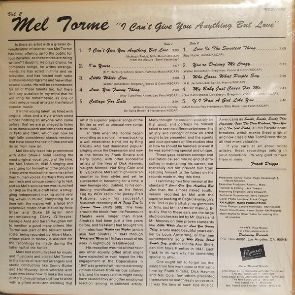Mel Tormé - I Can't Give You Anything But Love Vol. 2