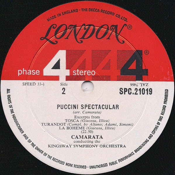 Giacomo Puccini, Tutti Camarata, The Kingsway Symphony Orchestra - Puccini Spectacular (Opera For Orchestra)