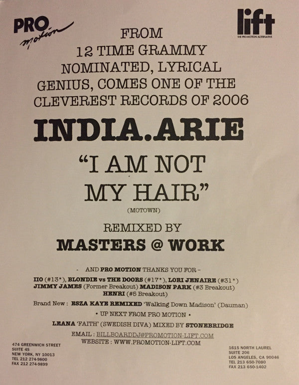 12" Single: India.Arie - I Am Not My Hair (The Remixes)