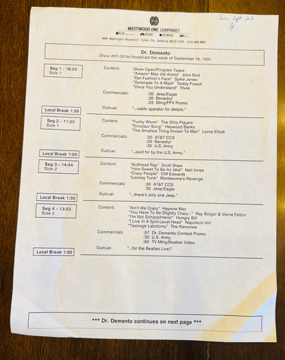 Dr. Demento - Show #91-38 9/16/91