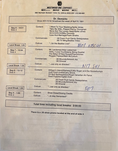 Dr. Demento - Show #91-15 04/08/91