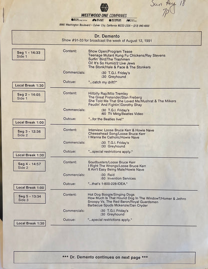 Dr. Demento - Show #91-33 08/12/91