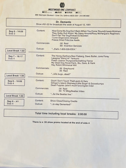 Dr. Demento - Show #91-33 08/12/91