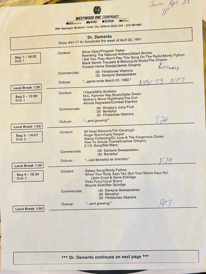 Dr. Demento - Show #91-17 04/22/91