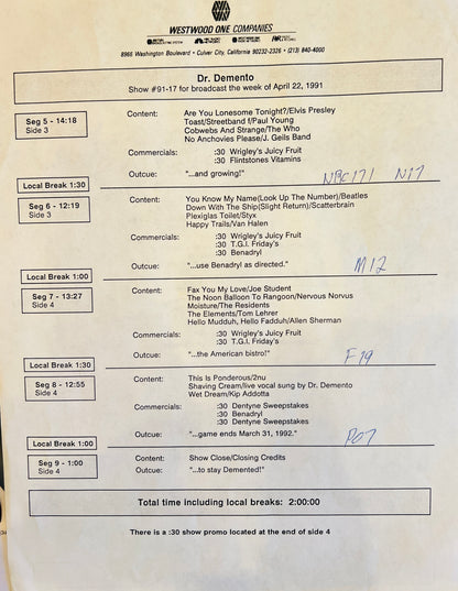 Dr. Demento - Show #91-17 04/22/91