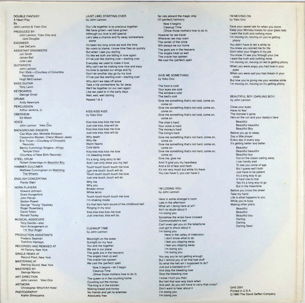 Double Fantasy - secondary