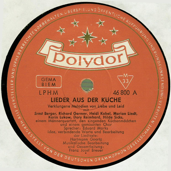 Various - Lieder Aus Der Küche - Verklungene Melodien Von Liebe Und Leid