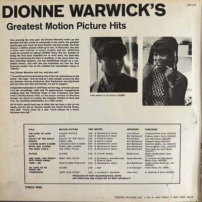 Dionne Warwick's Greatest Motion Picture Hits - secondary