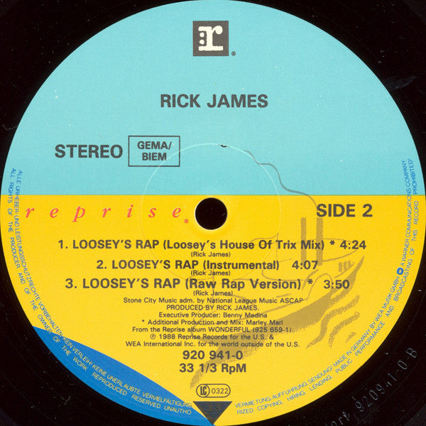 12" Single: Rick James - Loosey's Rap