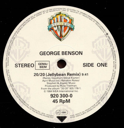 12" Single: George Benson - 20/20 (Jellybean Remix)