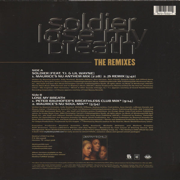 Destiny's Child, T.I., Lil Wayne - Soldier / Lose My Breath (The Remixes)
