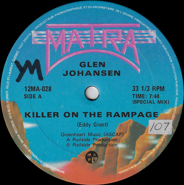 12": Glen Johansen - Killer On The Rampage