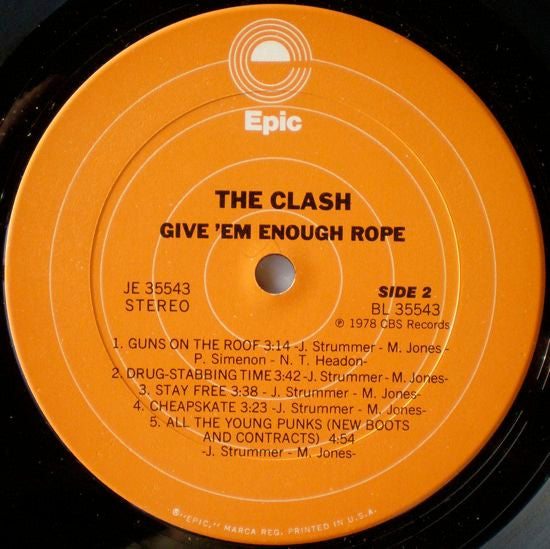 Give 'Em Enough Rope - secondary