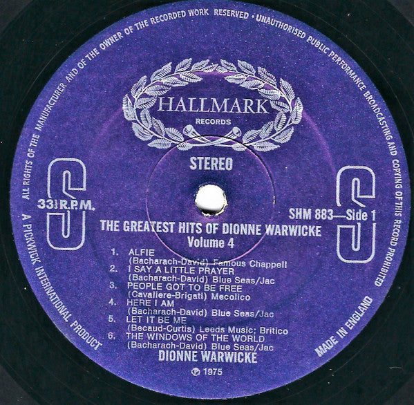 The Greatest Hits Of Dionne Warwicke Vol. 4 - secondary